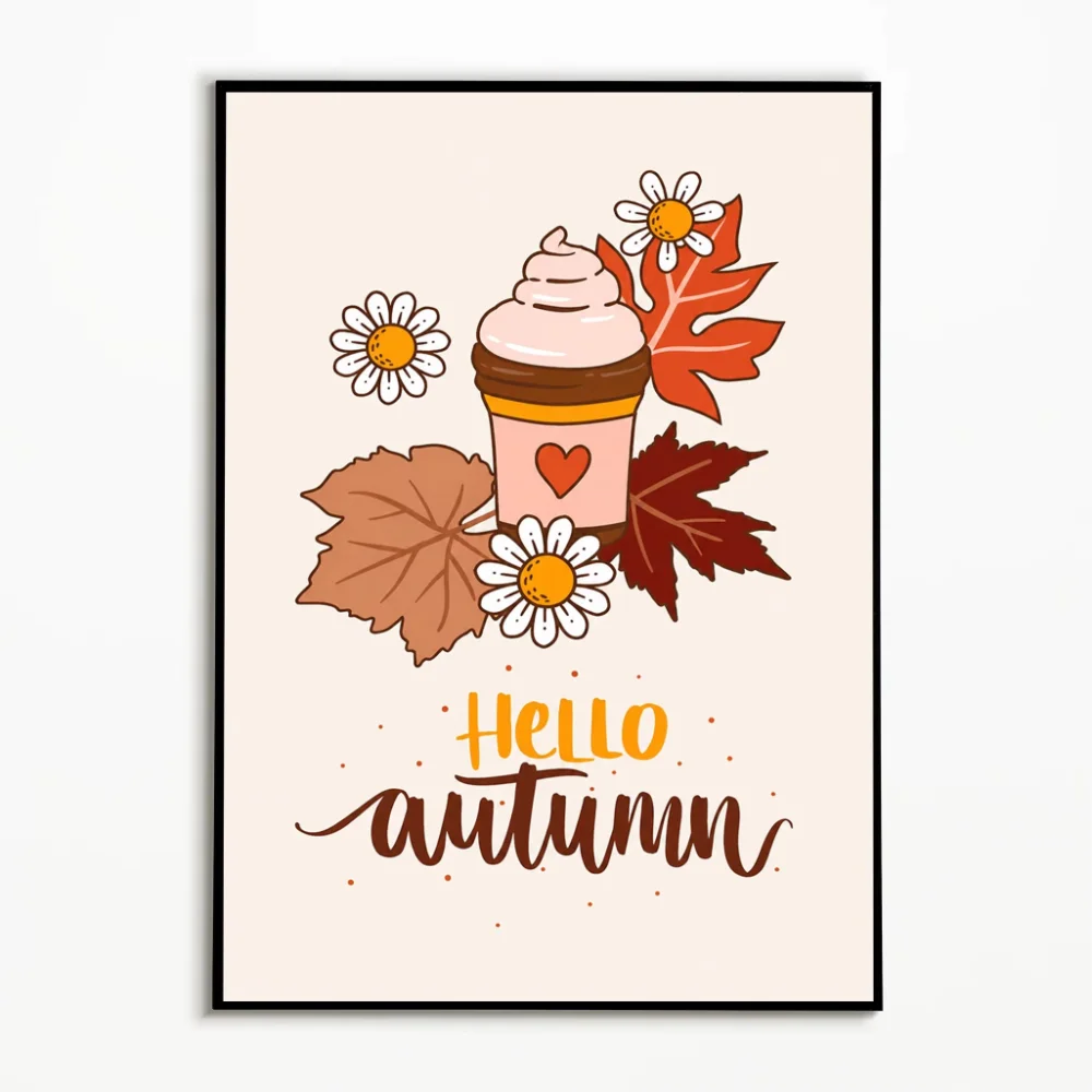 1PC Autumn Pumpkin Spice Coffee Drink Poster Kitchen Wall Art Thanksgiving Day Canvas Printing Festival Gift  Fall Wall Decor