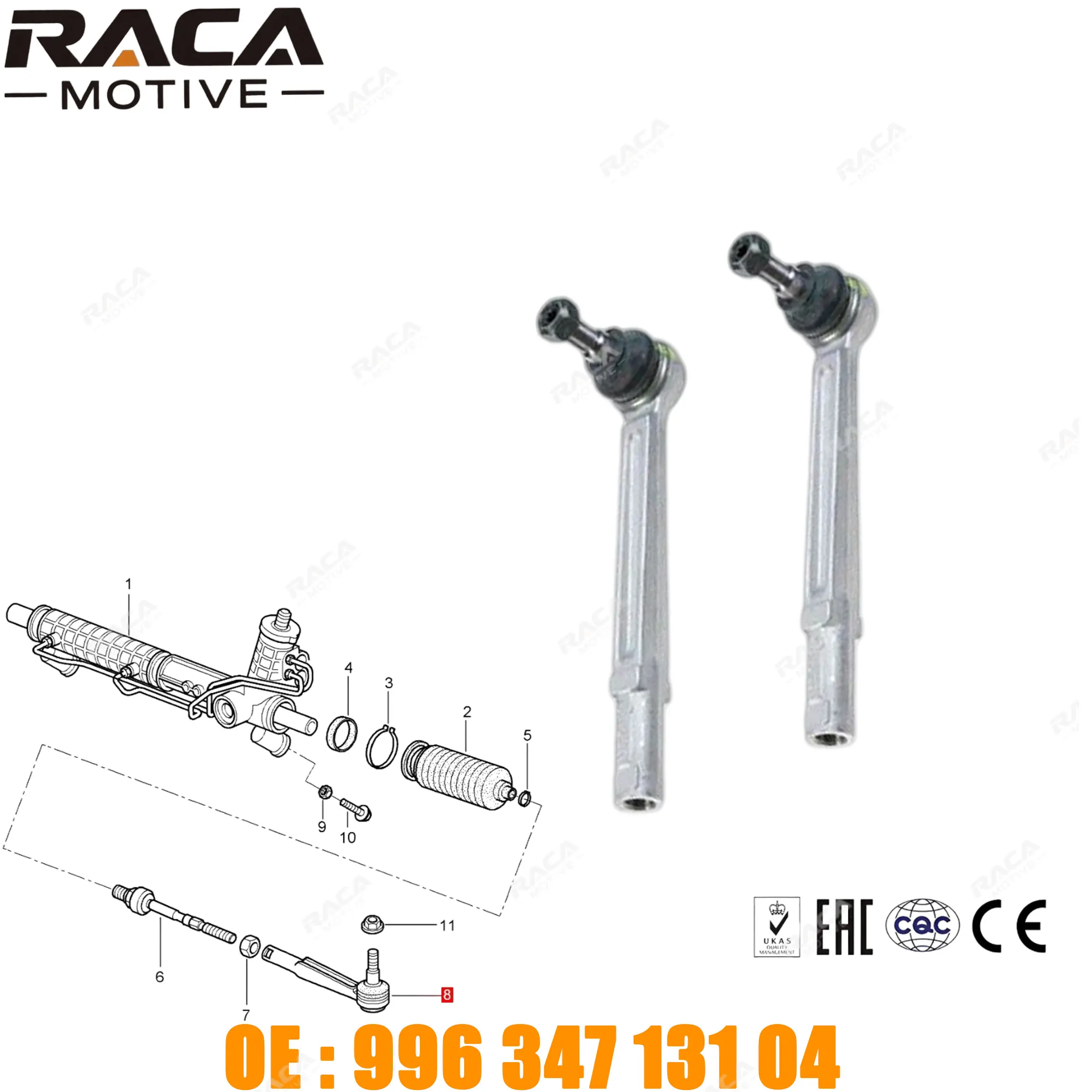 

Шаровой шарнир рулевой тяги переднего моста для Porsche 911 Convertible/Speedster/Targa 996/997 Boxster 986/987 Cayman 99634713104/3/5