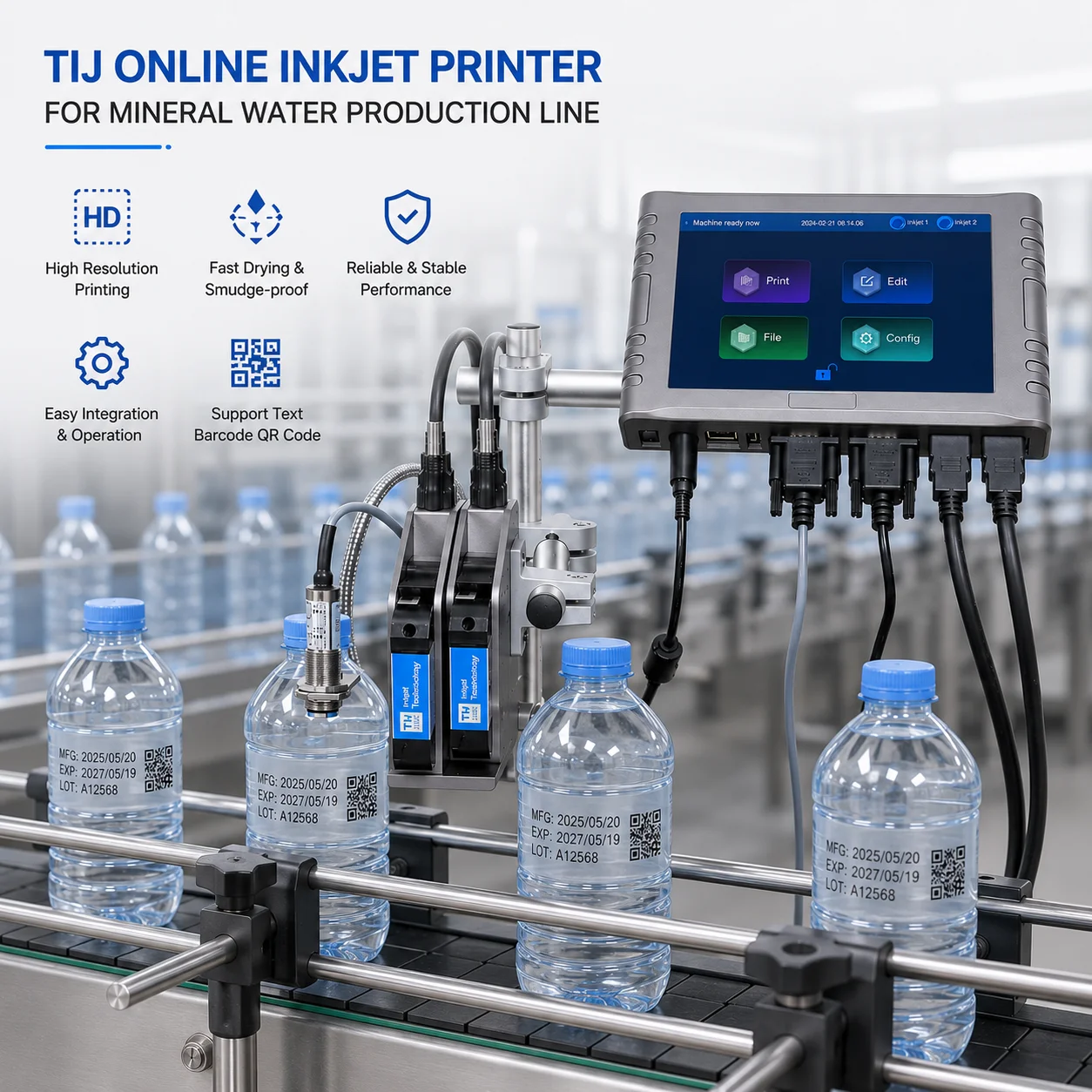 Top-Selling Docod TIJ T260E 12.7mm Online Barcode QR Code Inkjet Printer for Bottle Carton Egg Logo Expiry Date Printing Machine