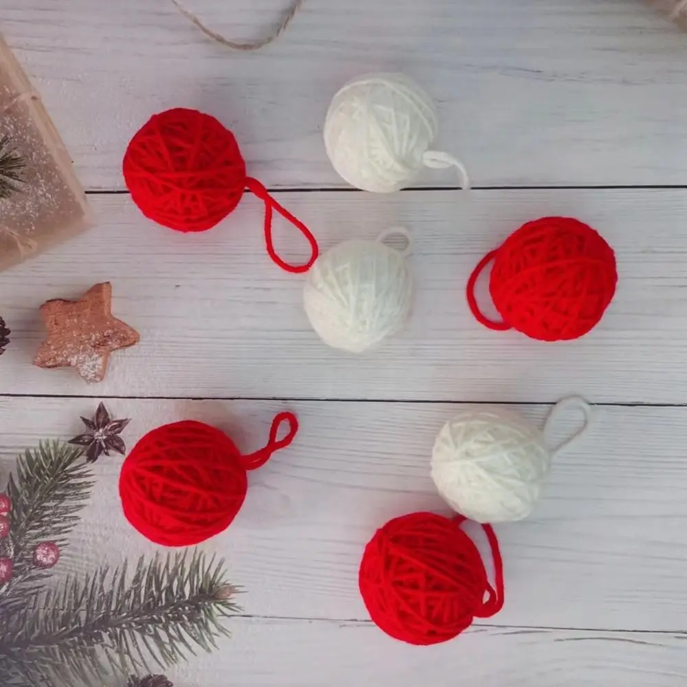 Bola de hilo de Navidad de 1,97 pulgadas, bola de lana decorativa colorida para colgar en la mano, colgante para árbol de Navidad, boda