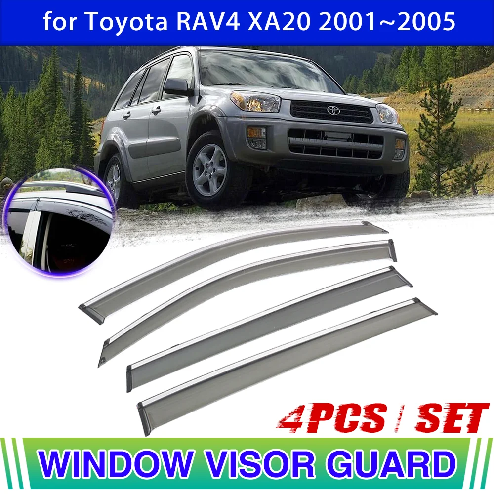 4Pcs Car Window Visor for Toyota RAV4 XA20 5-Door 2001~2005 Vent Awning Sun Rain Eyebrow Smoke Guard Cover Deflectors Accessorie