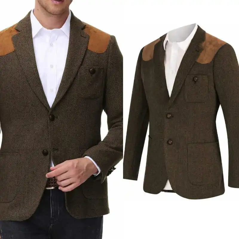 

Classic Men Suit Herringbone 1 Piece Wool Jacket Single Breasted Notch Lapel Leisure Occasions Customized trajes para hombre