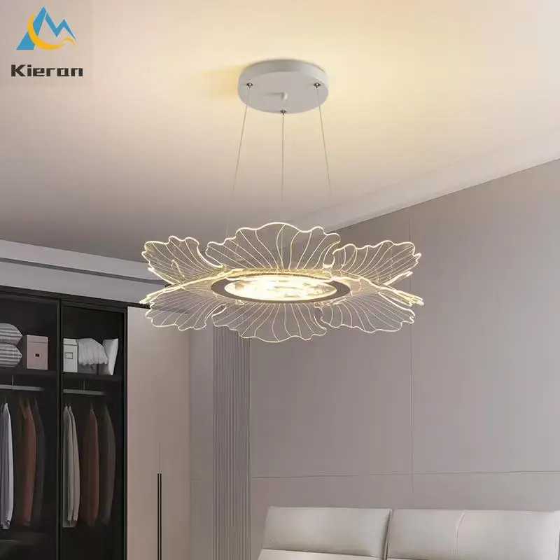 

Nordic Modern Flower LED Pendent Lamp Bedroom Study Hotel Dining Room Bedside Chandelier Living Room Decor Lotus Pendent Lights