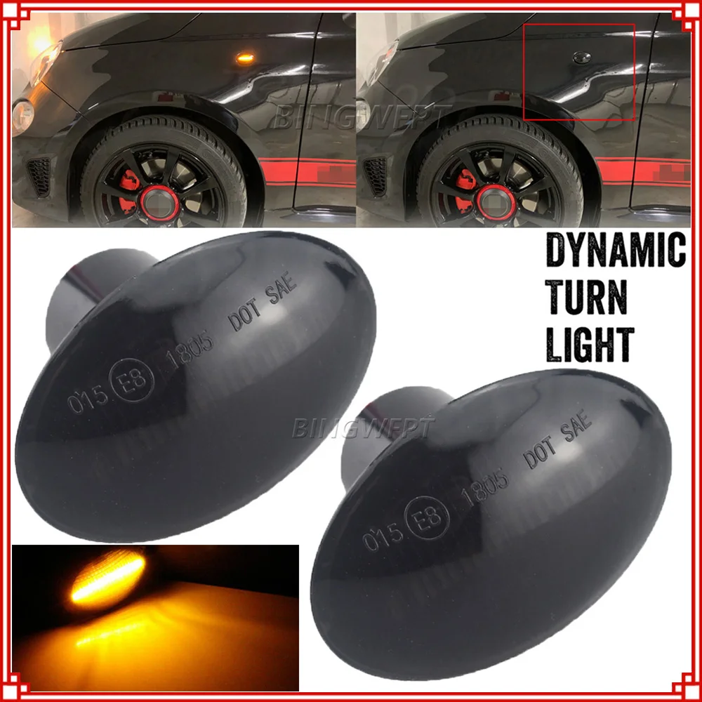 Dynamic LED Turn Signal Repeater Sequential Light Flashing Side Marker Lamp Indicator For FIAT 500 500C 500L For Abarth 500 595