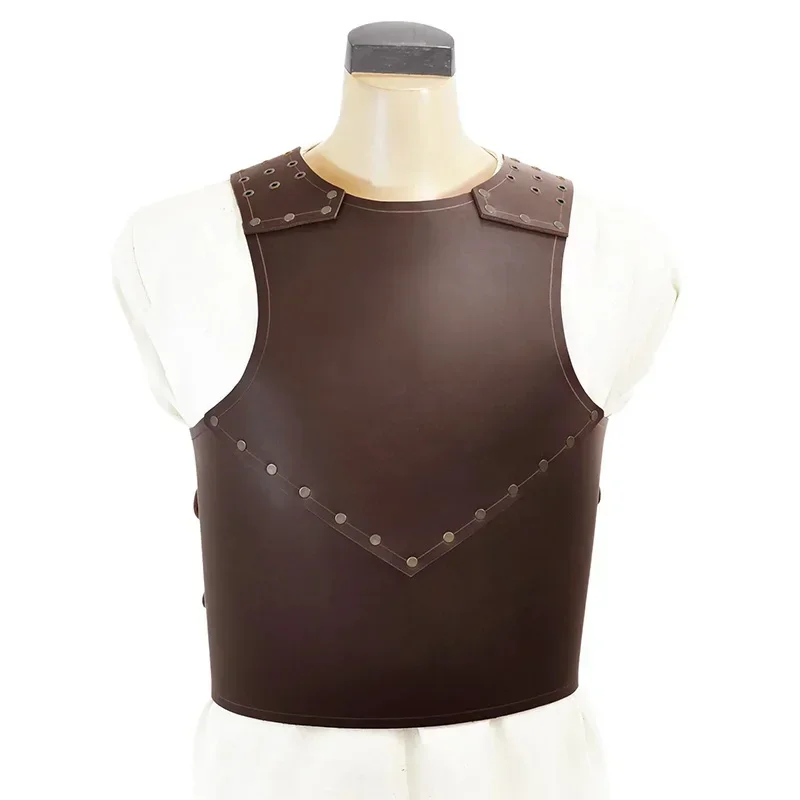 Medieval Steampunk Vintage Viking Warrior Knight Gladiator Chest Armor PU Leather Vest Breastplate Costume For Larp Cosplay