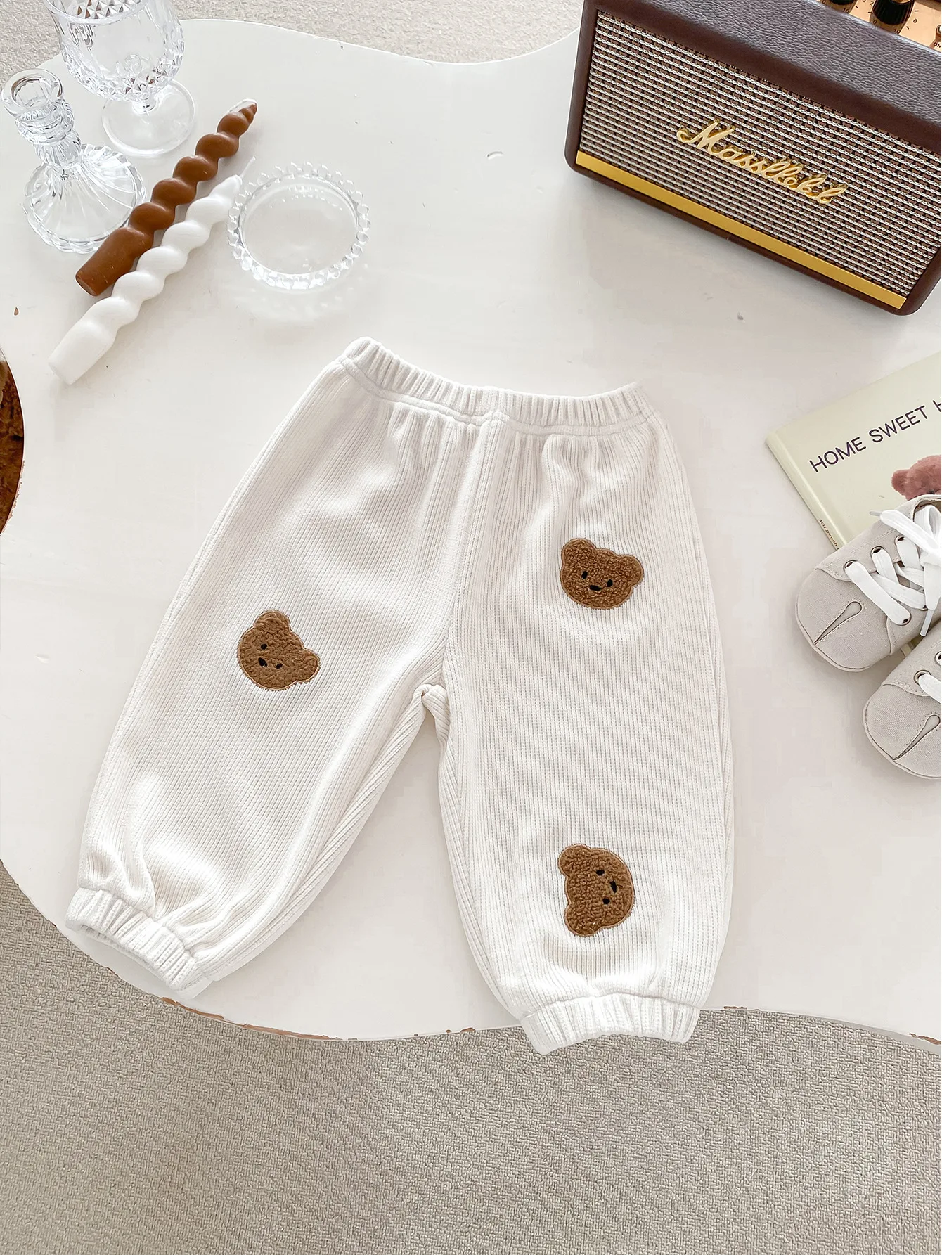 2024 Spring New Baby Boy Cute Bear Print Casual Pants Toddler Girl Loose Trousers Newborn Infant Big Pp Pants Children Clothes