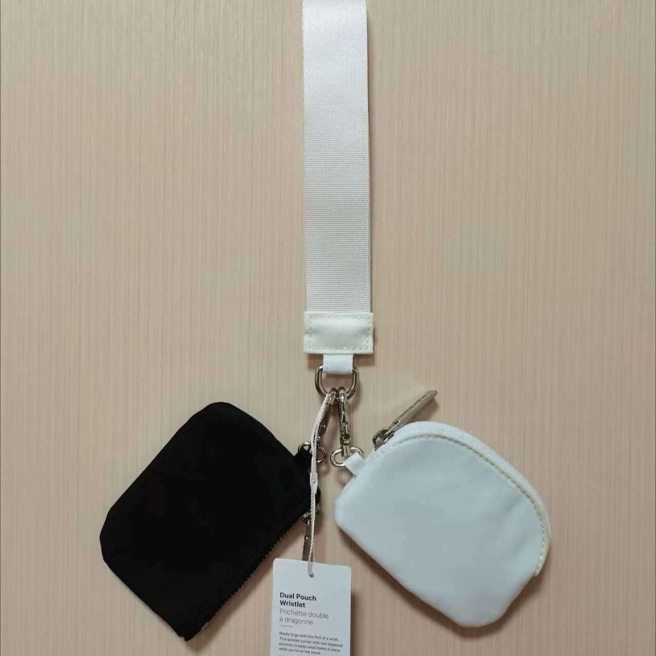 Dual Pouch Wristlet keychain Bag Detachable Mini Zip Around Wristlet Wallet Portable keychain wallet Coin Purse Mini Coin Pocket
