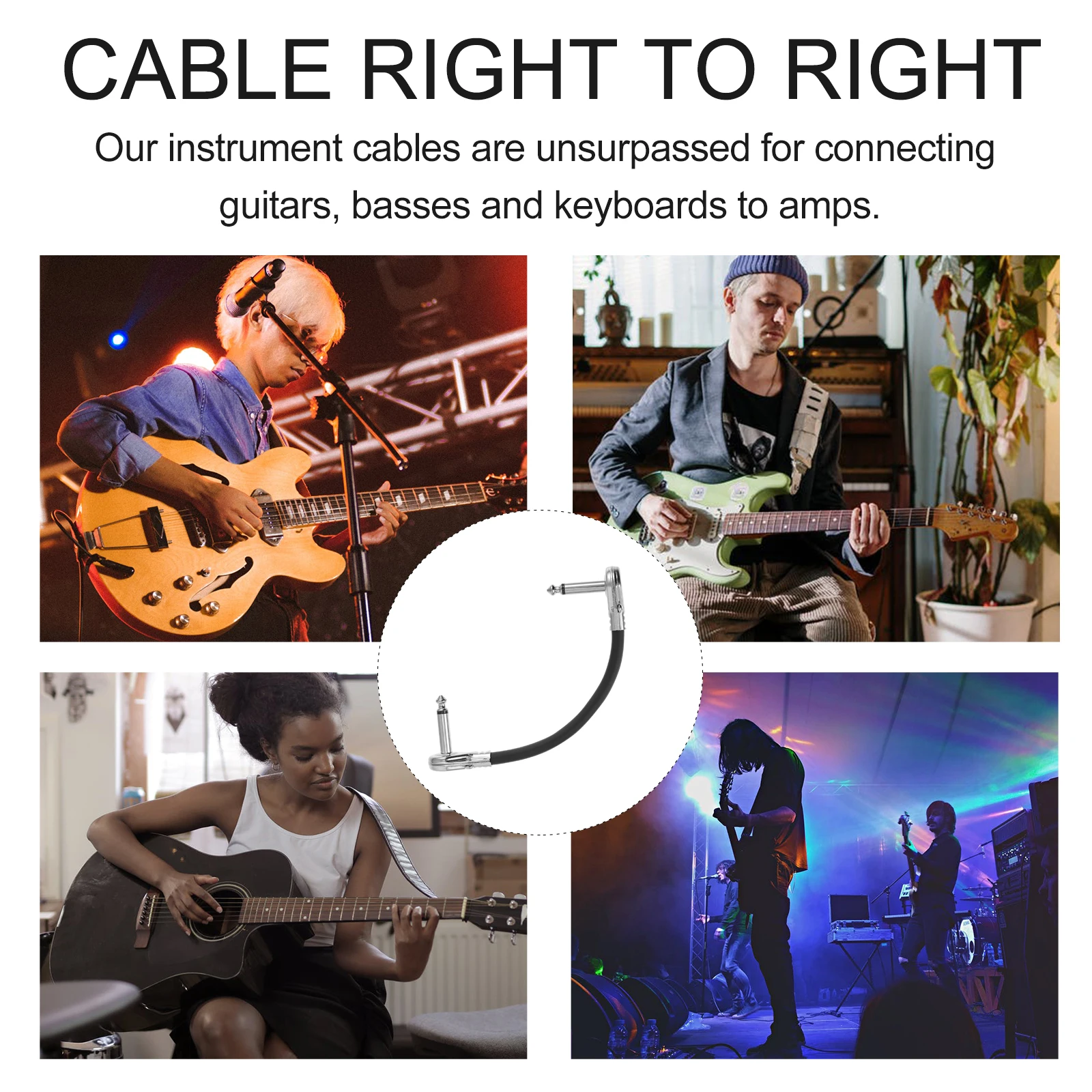 

1pc Guitar Patch Cable Oxygen-Free Copper Core Durable Pvc Sheath High Fidelity Sound Replacement Effect Pedal Music Instrument