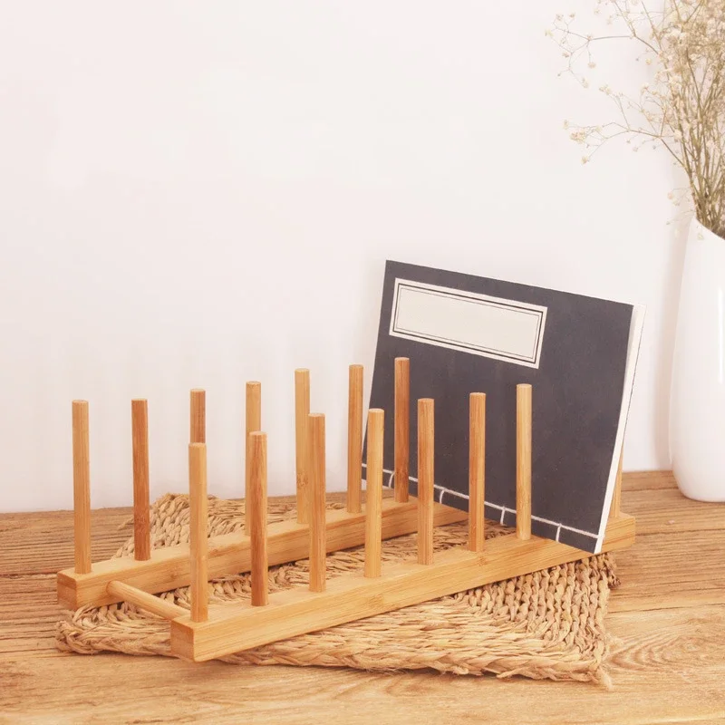 DIY Bamboo Drainer Wooden Dish Rack Plates Holder Kitchen Storage Cabinet Organizer For Dish/Cutting Board/Plate/Cup/Pot Lid