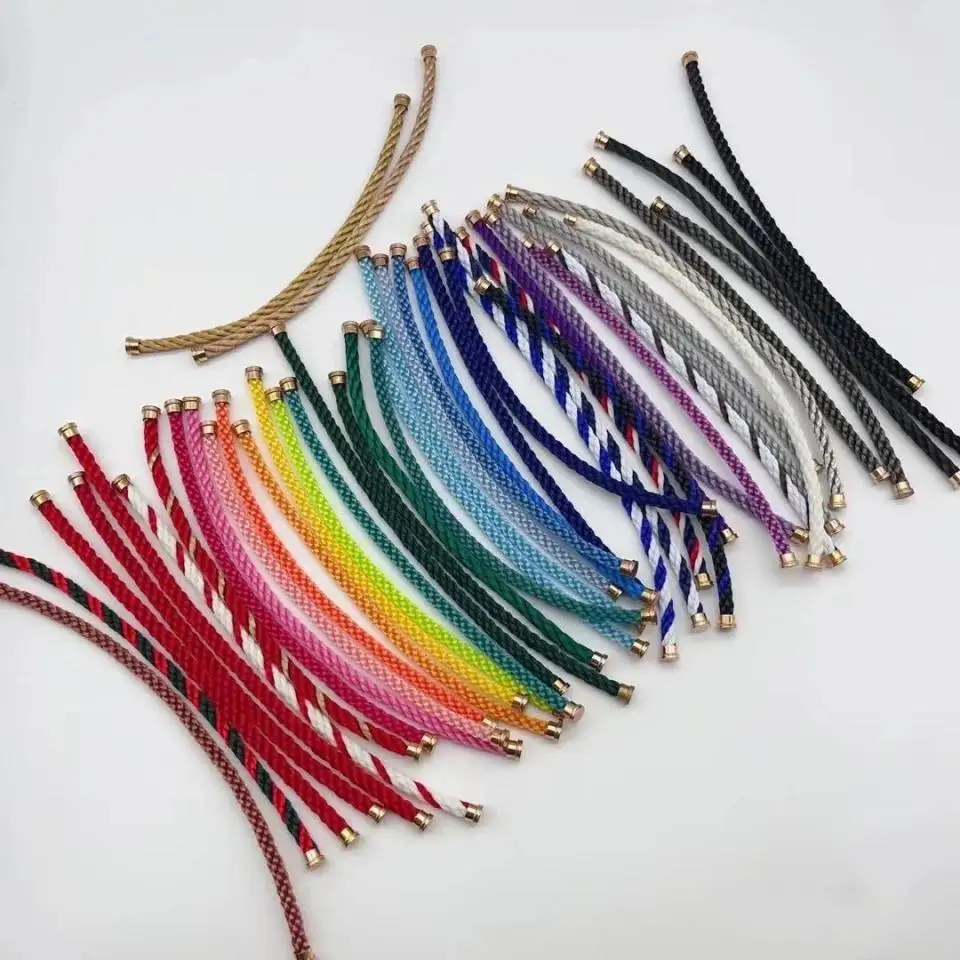 Large Size Nylon Rope Steel Wire Rope Suitable for F10 2.5CM Horseshoe Buckle Couple Bracelet with Logo, High-end Gift Wholesale