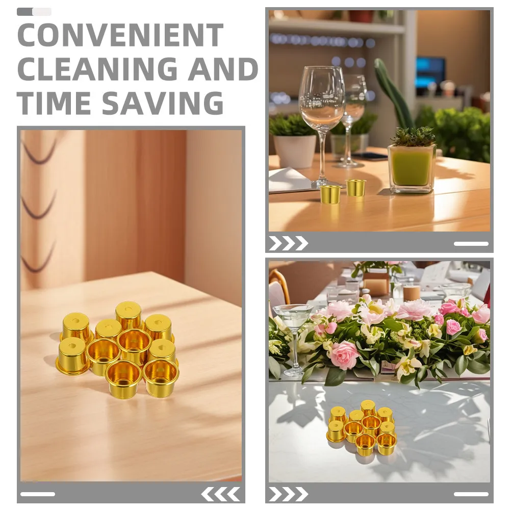 12Pcs Premium Aluminum Gold Cups Drip Proof Design for Wedding Table Decor Christmas Centerpiece Metal Candlestick