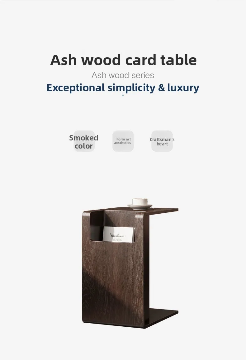 Italian minimalist ash wood solid wood edge table can be stored, small coffee table can be moved, coffee table sofa side cabinet