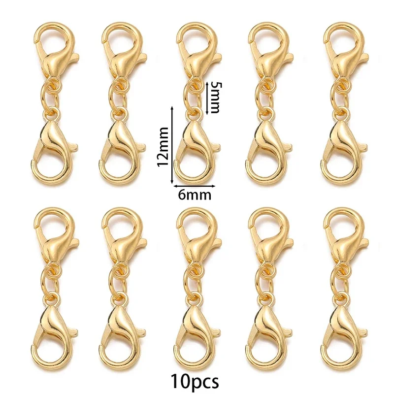 10pcs/Lot Bracelet Necklace Connectors Findings Double Lobster Clasp for DIY Bracelet Necklace Jewelry Making Accessories
