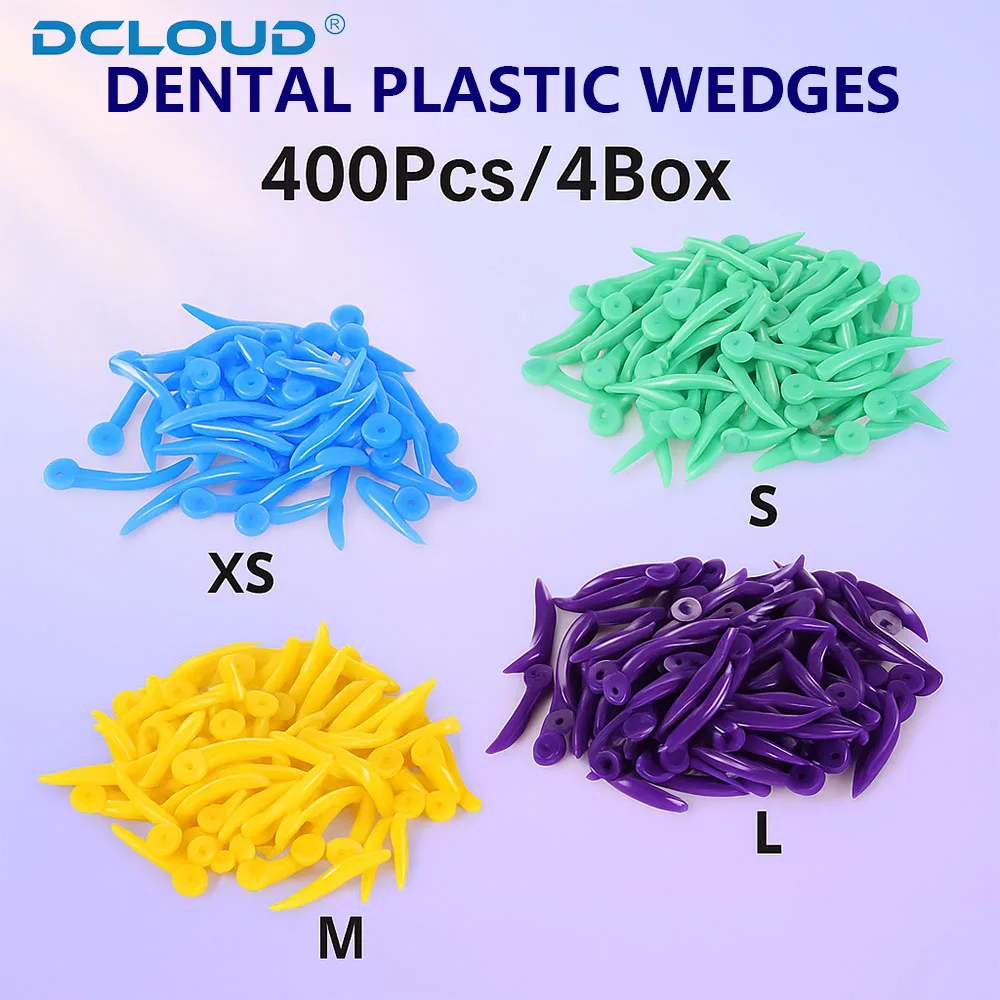 

400 шт./4 коробки одноразовые стоматологические клинья клин для зазора между зубами с отверстиями пластиковые материалы для ухода за полостью рта стоматологические аксессуары 4 размера