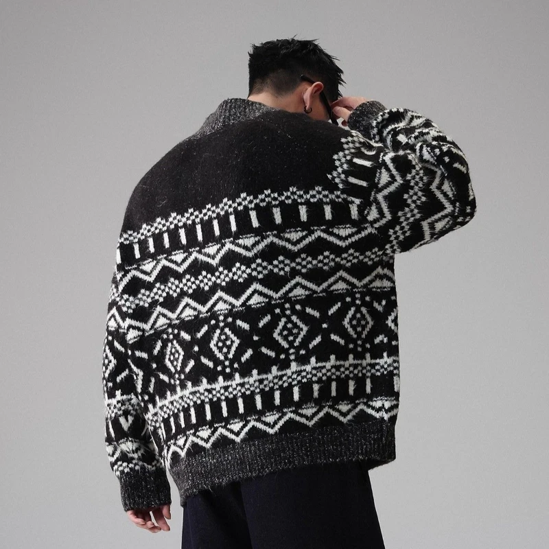 Men's Vintage Loose Slim Fit Cardigan Sweater Winter Knitwear Outerwear Top Casual All-match Sweater Jacket
