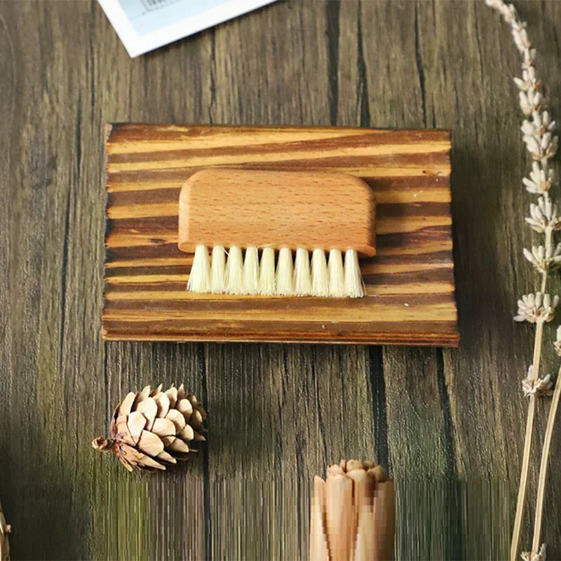 Nagelborstel met haren Houten nagelborstel Voet Dode huid Slijpen Schrobgereedschap Nagelkunstaccessoires Reinigingsborstel Manicurebenodigdheden