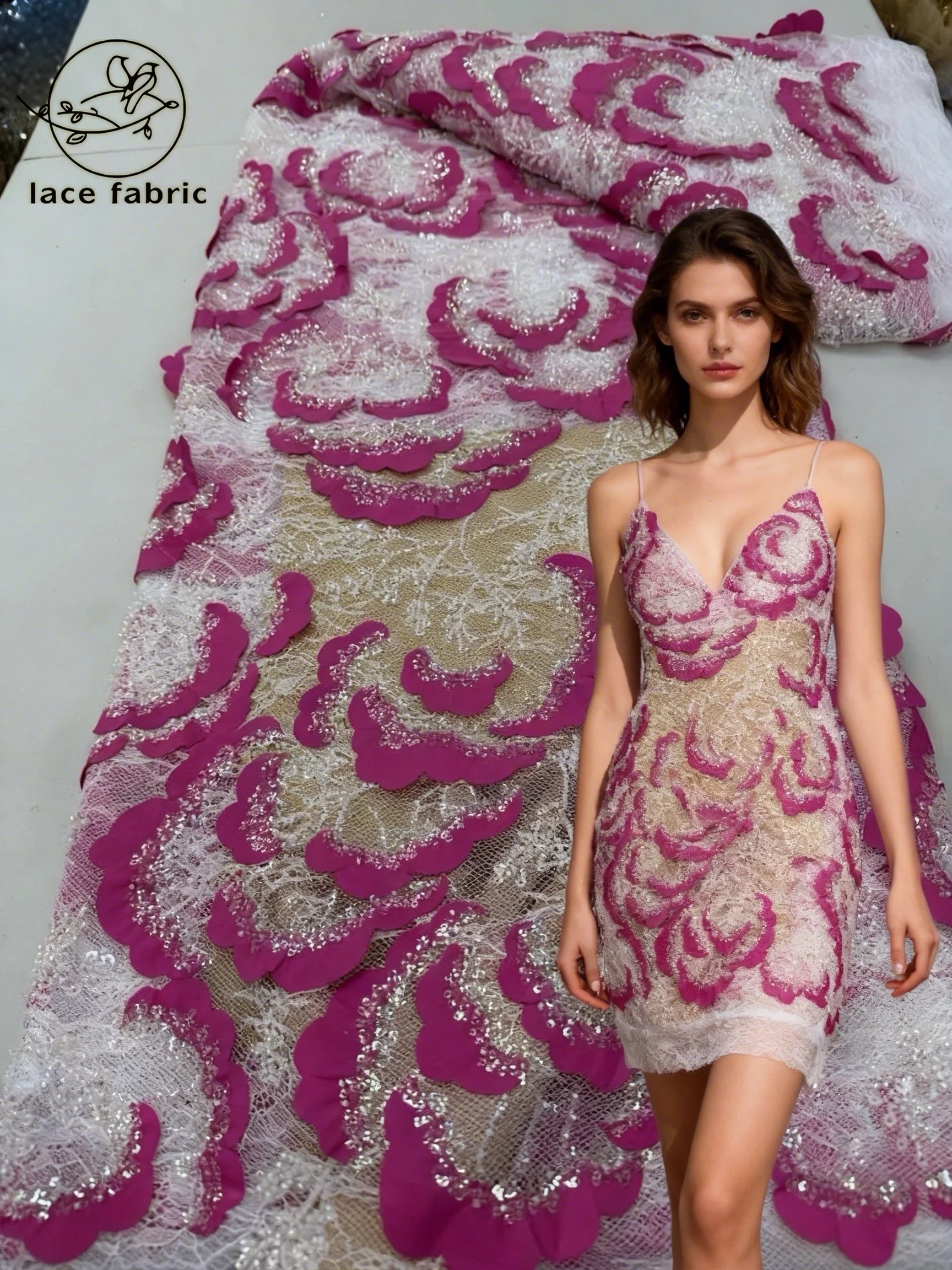 

Luxury Sequins Lace Fabric 2026 High Quality French African Net Beaded Lace Fabric Nigerian Embroidery Fabric For Wedding Party