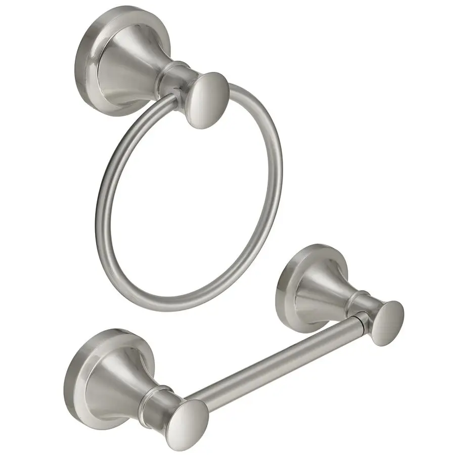 

Toilet Paper Holder and Hand Towel Ring Brushed Nickel Wall Mount Bathroom Hardware Accessories 2 PCS Set Flexible Pivoting Toil