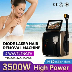 Best 3500W Ice Platinum 3 Wavelength Diode Laser Hair Removal Machine Germany Bar lLser Hair Removal Painless Laser Epilator
