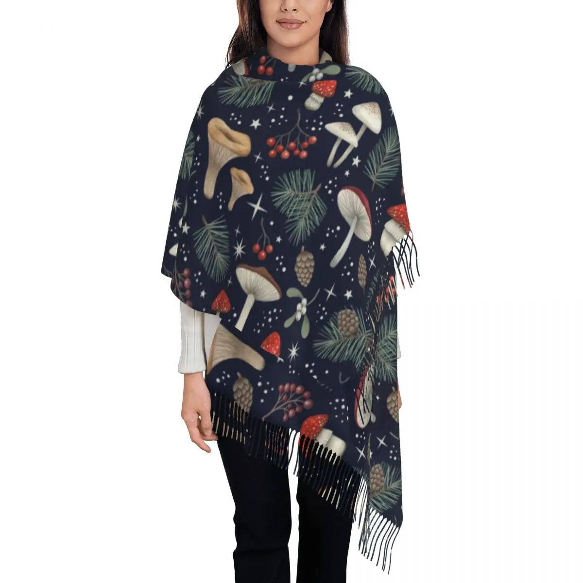 

Winter Forest Scarf Wrap for Women Long Winter Warm Tassel Shawl Unisex Psychedelic Magic Scarves