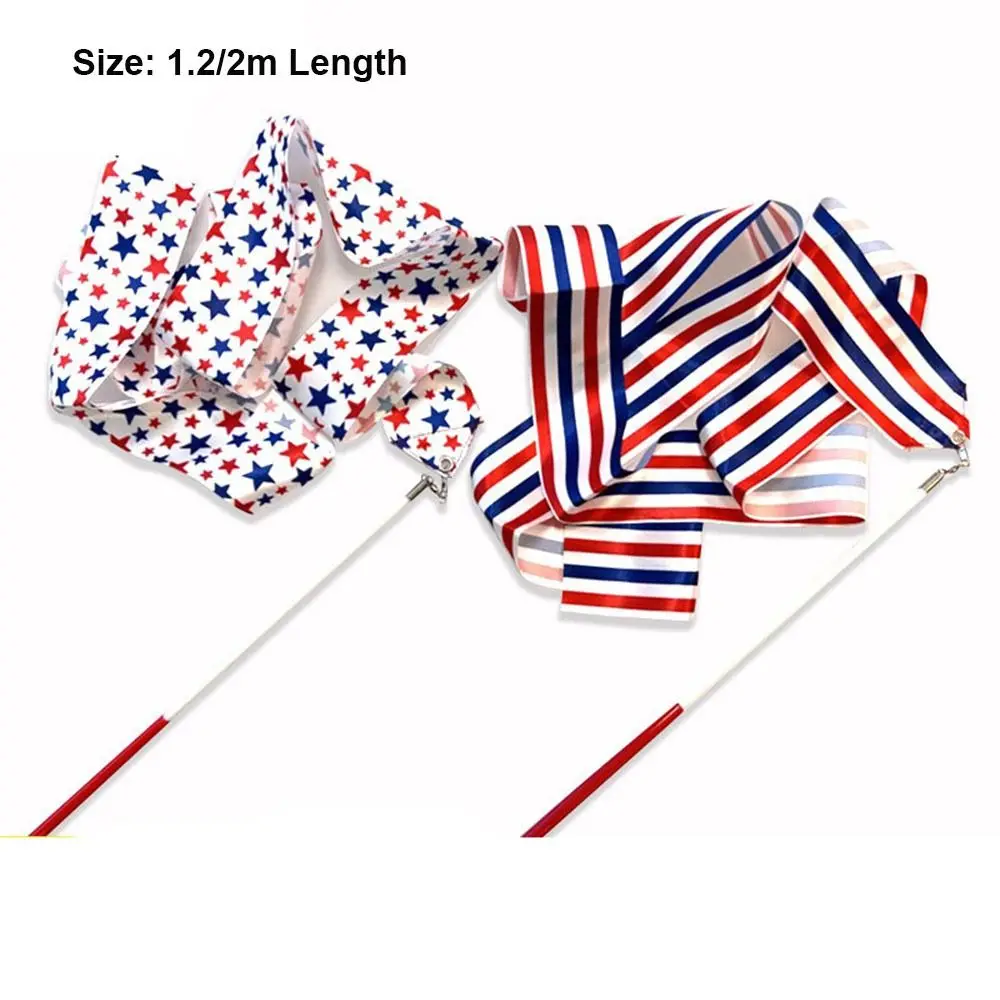 High Quality 1/2meters Dance Stripe Ribbon Colorful Multistyles Rhythmic Art Gymnastics Ballet Stick Training
