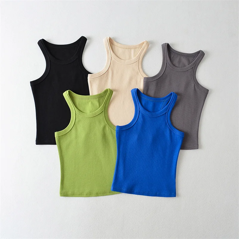 Slim Fit ort Svel oulder Slimming Pure Color Street Sle Women's Vest Inner Wear Base Layer Tight Ne Hanging Bac...