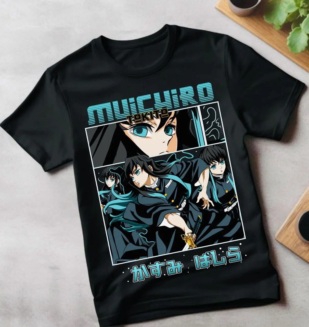 

Muichiro Tokito T-shirt Kimetsu no Yaiba Demon Slayer Anime Black Shirt All Size