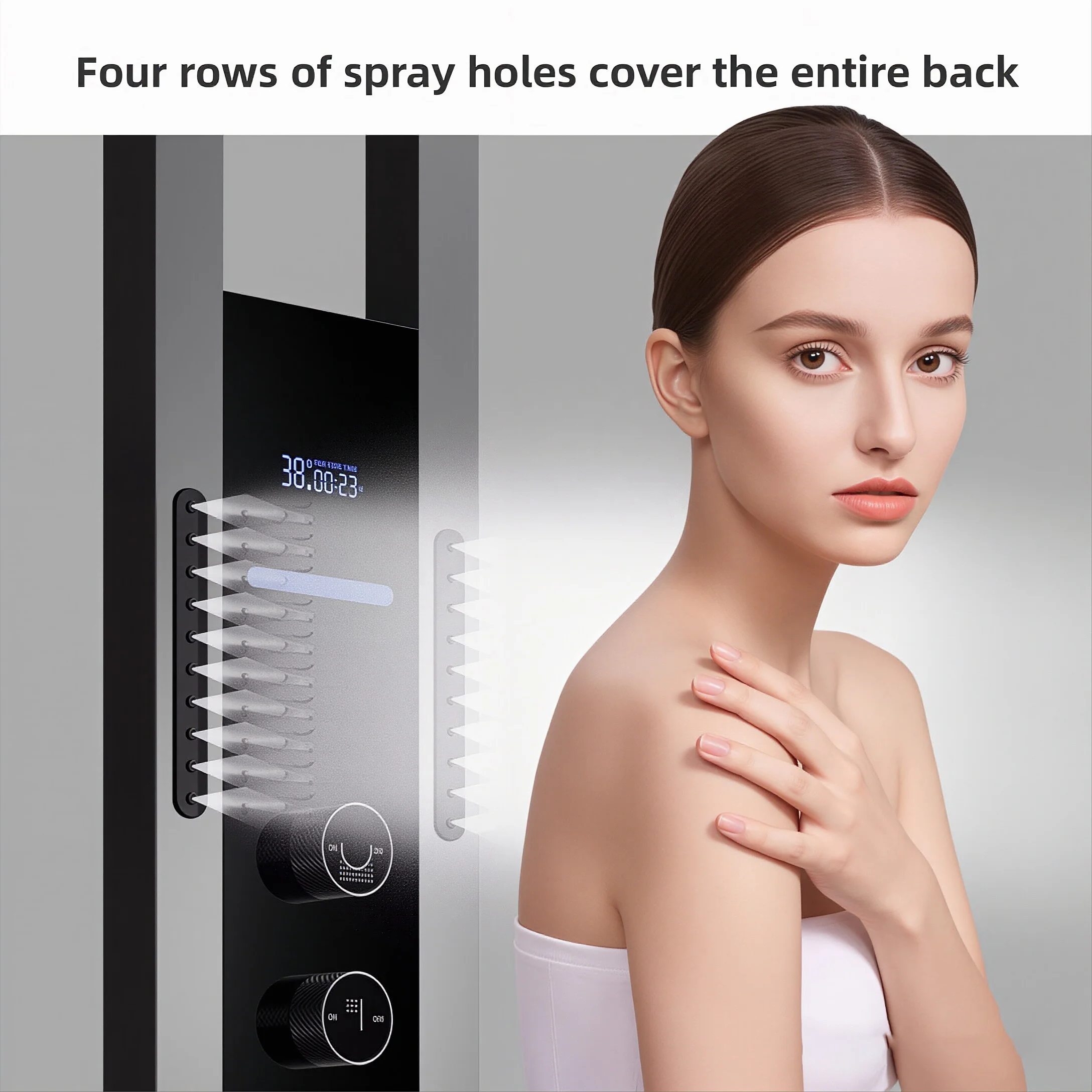 New Best-selling Copper Shower Screen Set Modern Hotel Household Handheld Sprayer Digital Display Circular Large-waterfall