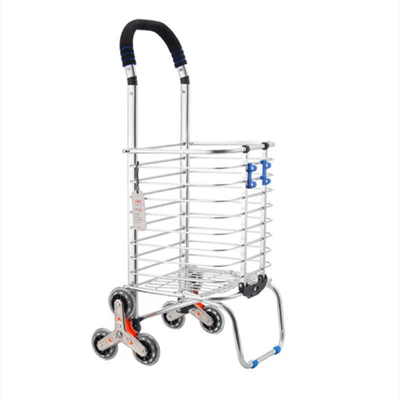 Folding Lightweight Shopping Cart Household Portable Elderly Grocery Trolley Aluminum Alloy Trailer Outdoor Camping Picnic