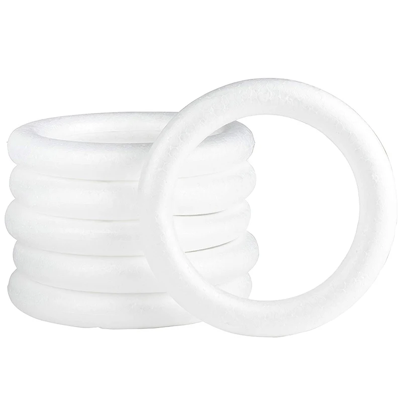 5/7/8/12/15/17.5/20cm White Round Polystyrene Foam Ring For Christmas Crafts DIY Handmade Wreath Wedding Home Party Decor