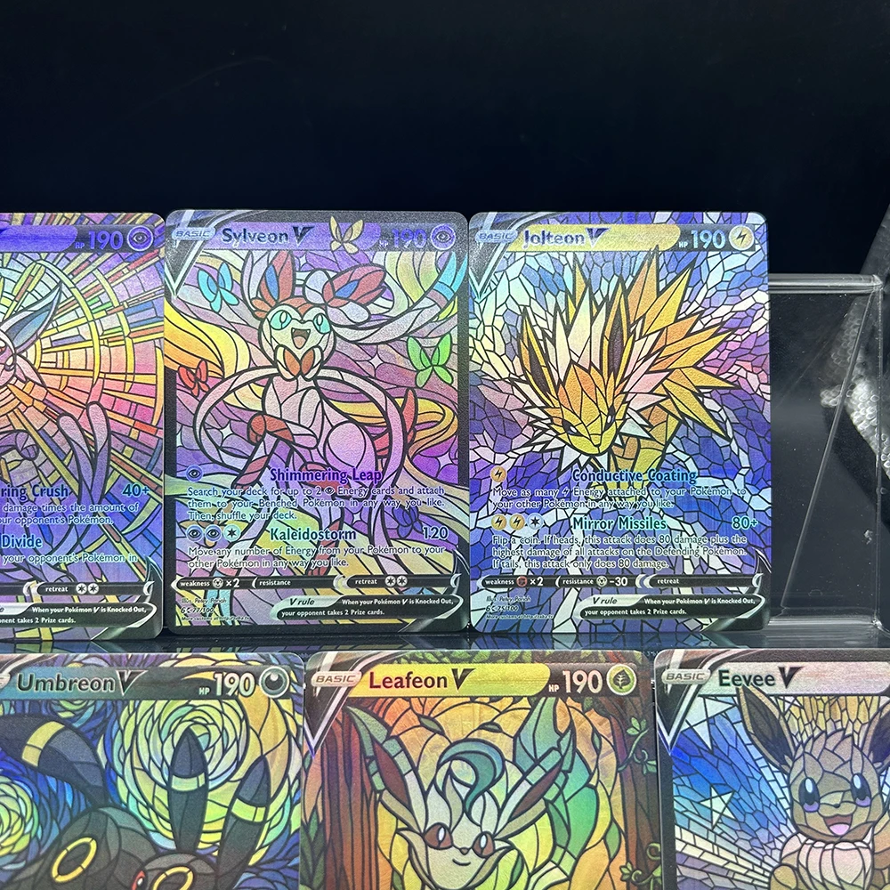 애니메이션 PTCG TCG 캐시드럴글라스 시리즈 이브이루션 트레이딩 컬렉션 카드 엄브레온 바포레온 글라세온 6K 73/100 플래시 배틀 카드
