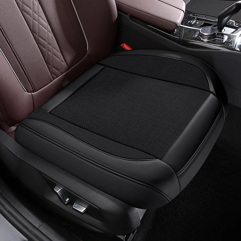 Housses de siège de voiture en cuir PU et lin, mélange de luxe, douces et confortables, perméables à l'air, antidérapantes, universelles, adaptées à toutes les saisons