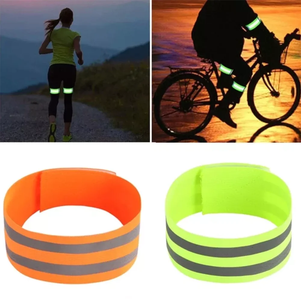 2pc Reflective Bands Safety Flashing Armband Belt Glow in the dark Bracelet for Night Jogging Walking Biking Cycling Running