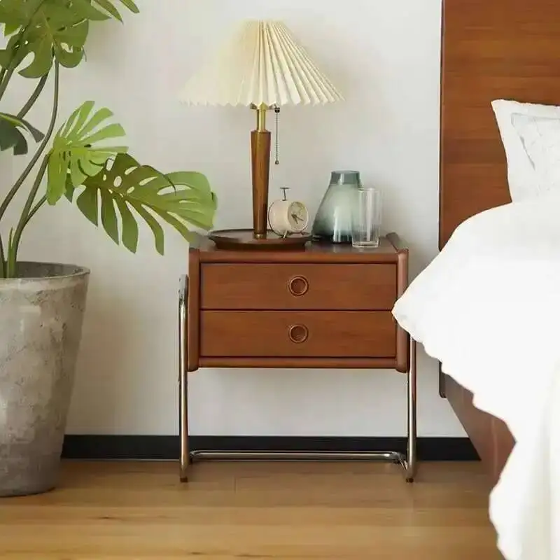 

Nordic Retro Cabinet Minimalist Bedside Nightstand Simple Solid Wood Small Cabinet Japanese Mesa De Noche Home Furniture WKNS