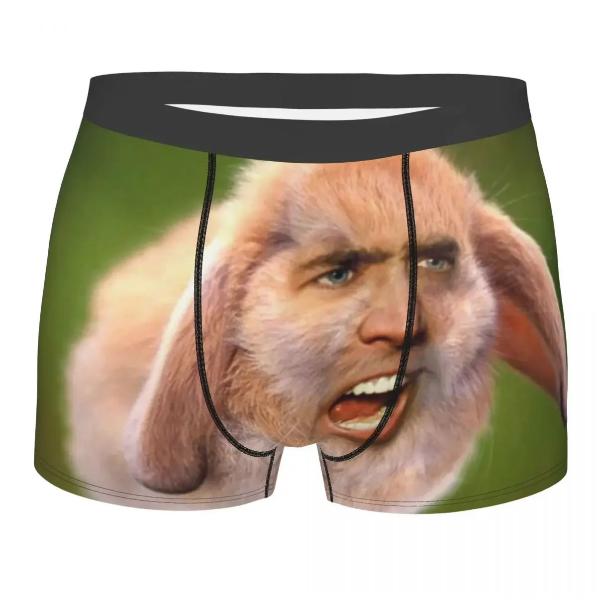 Custom Nicolas Cage Rabbit Underwear Men Stretch Funny Meme Boxer Briefs Shorts Panties Soft Underpants For Homme