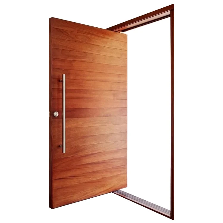 Prettywood Foshan Solid Core Veneer Modern Home Wooden Exterior Pivot Doors Design