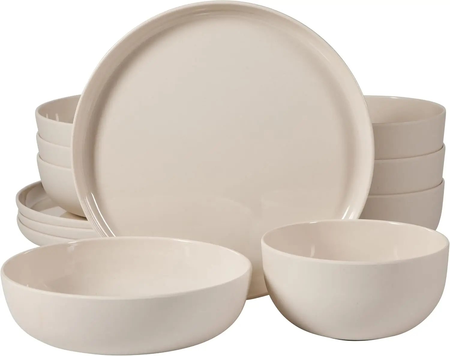 

Candy Skies 12 Piece Unbreakable Wheat Straw Melamine Plates and Bowls Dinnerware Set - Outdoor, Camping, & Everyday Use - Matte