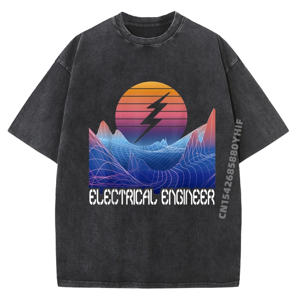

Electrical Engineering Vaporwave Power Electrical Engineer Men's T-Shirts SOFT Man Clothes Washed Tops T Shirt