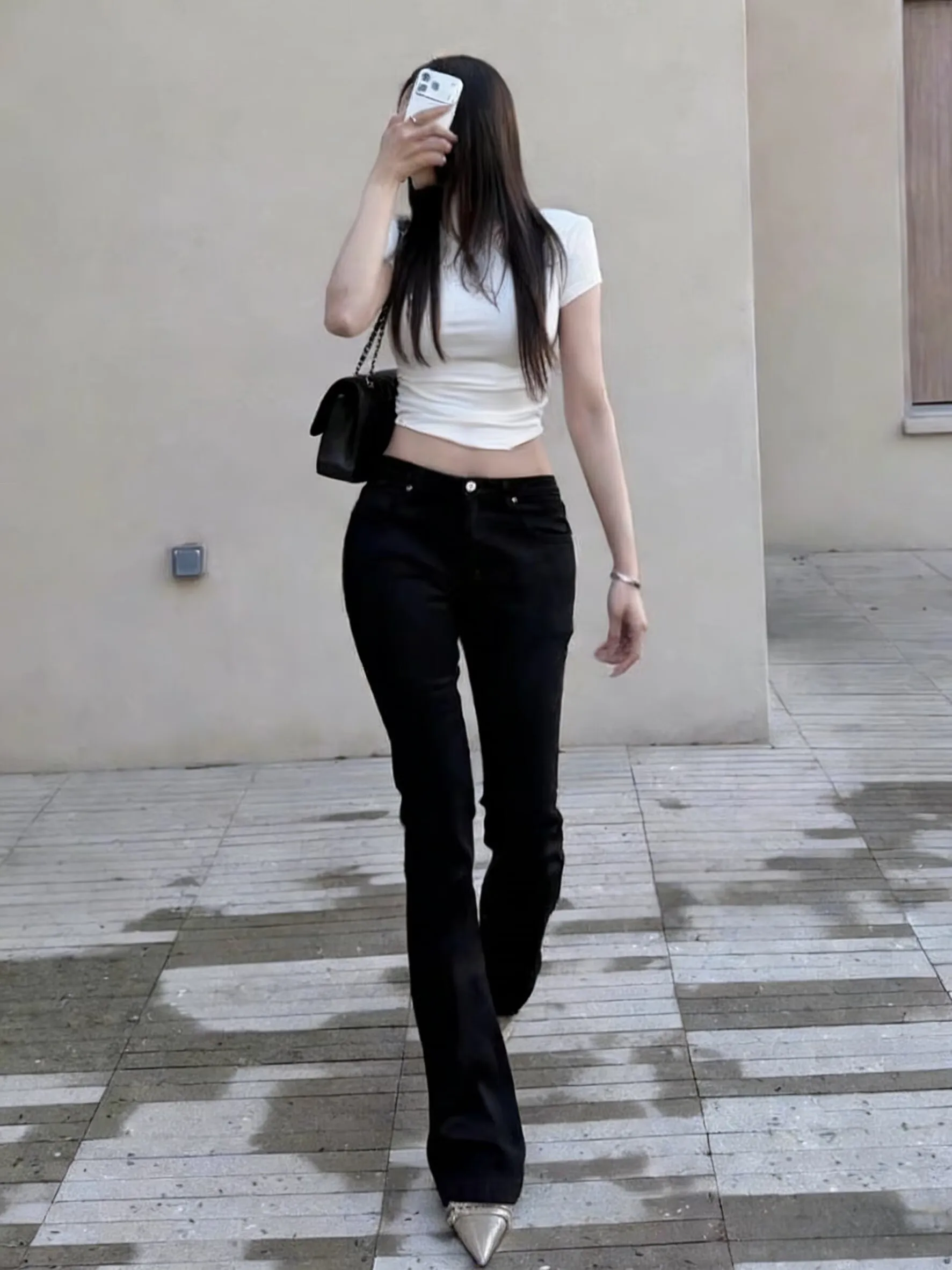 

Low Waist Flared Jeans Women's Slim Fit Long Leg Lengthening Floor Length Pants Cotton Elastic Denim Spring 2026 Faion