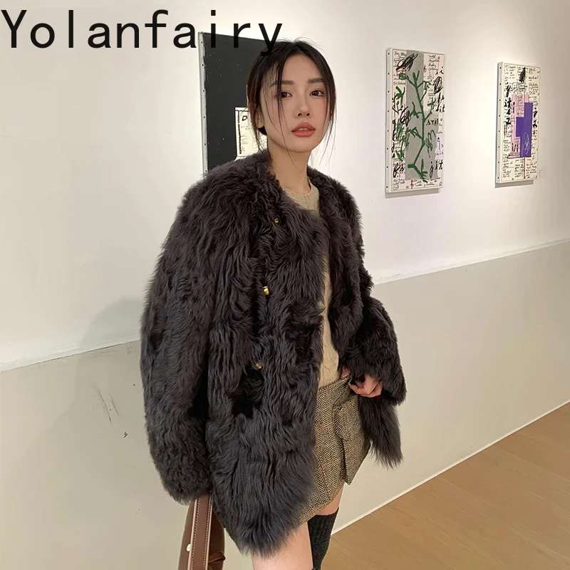 Natural Tuscany Wool Fur Jackets for Women 2024 Autumn Winter Real Fur Coat Womens Clothing Korean Fashion Fur Coats Abrigos