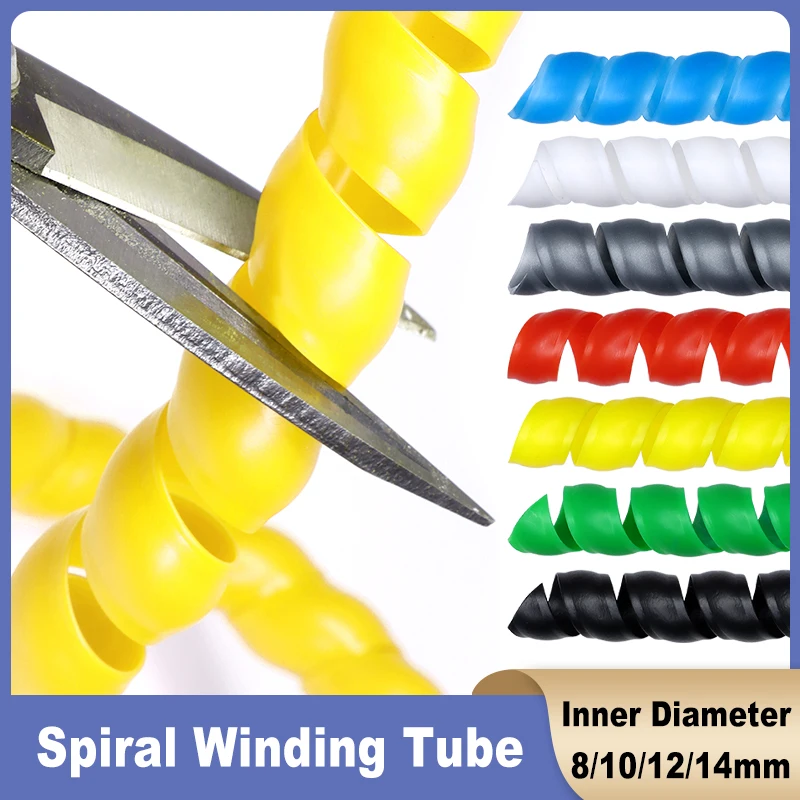 1-10m Cable Wrap Sleeve Cover Tubing Management Wire Protector Line Organizer Flexible Spiral Winding Tube Colored 8/10/12/14mm