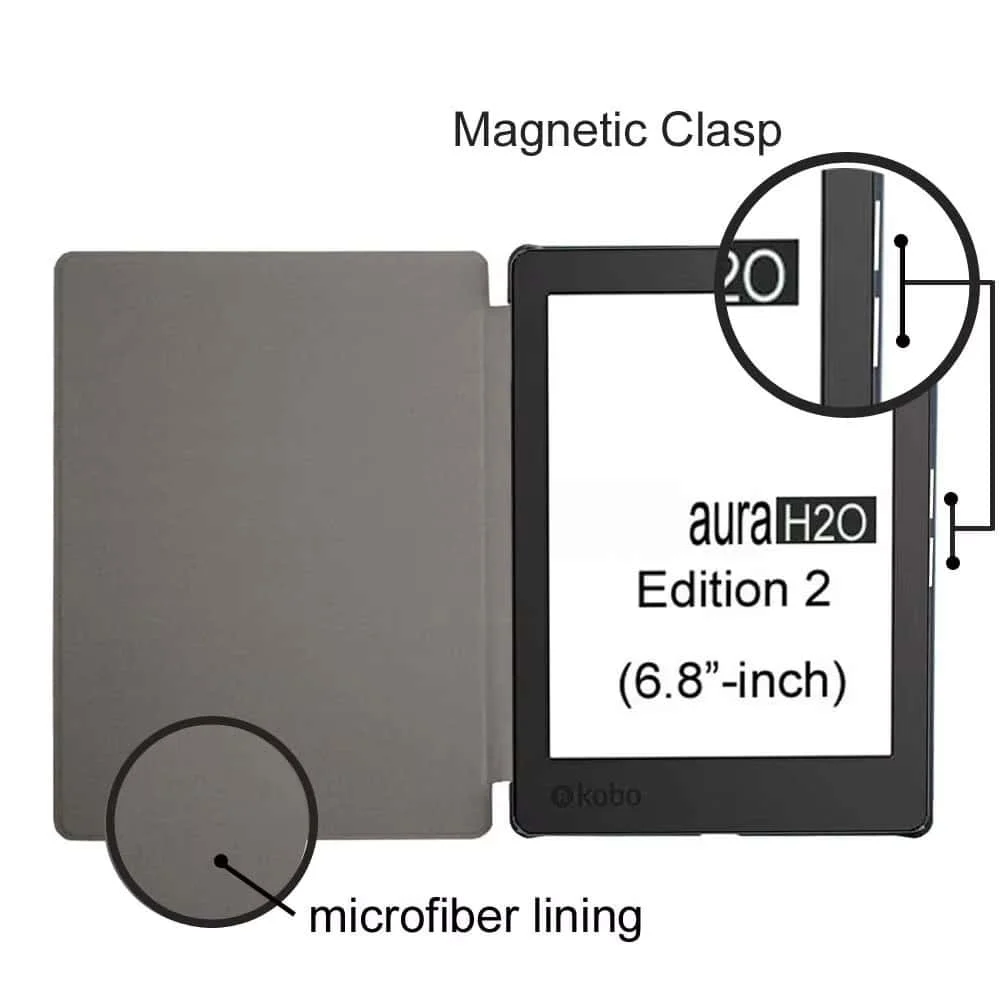 Etui do czytnika elektronicznego Kobo Aura H2O Edition 2 (6,8 cala), model N867, z funkcją automatycznego włączania/wyłączania ekranu za pomocą magnesu, pokrowiec H2O Smart Cover. — zdjęcie produktu 3