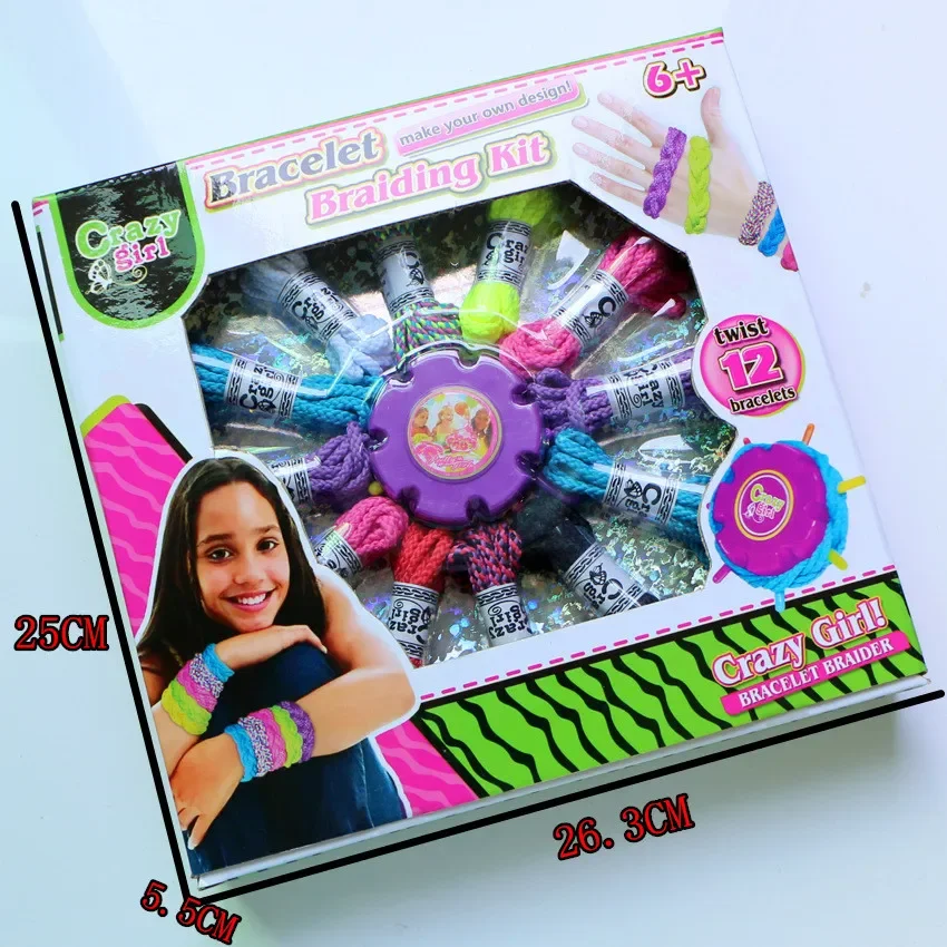 [Divertente] Crea il tuo design Kit per intrecciare il braccialetto Torsione fai-da-te 12 braccialetti Giocattoli Macchina per tessitura con corda arcobaleno Impara il regalo della ragazza giocattolo