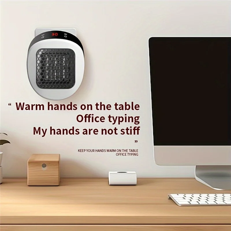 Y50A-Portable Heater,Remote Wall Plug Electric Space Heater With Adjustable Thermostat And LED Display, For Dorm Room US Plug