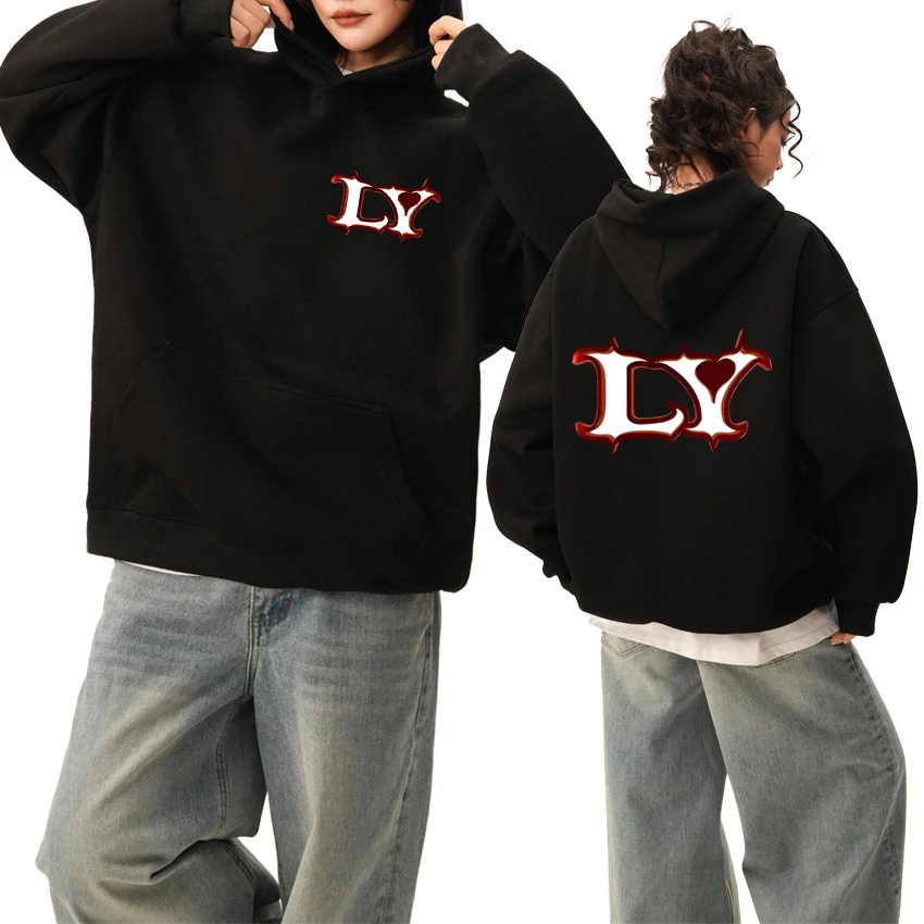 

Hot Singer LOLA YOUNGT Double Sided Logo printed Hoodie New Men women fashion Y2k pullover Unisex Fleece Long sleeve Sweatshirt
