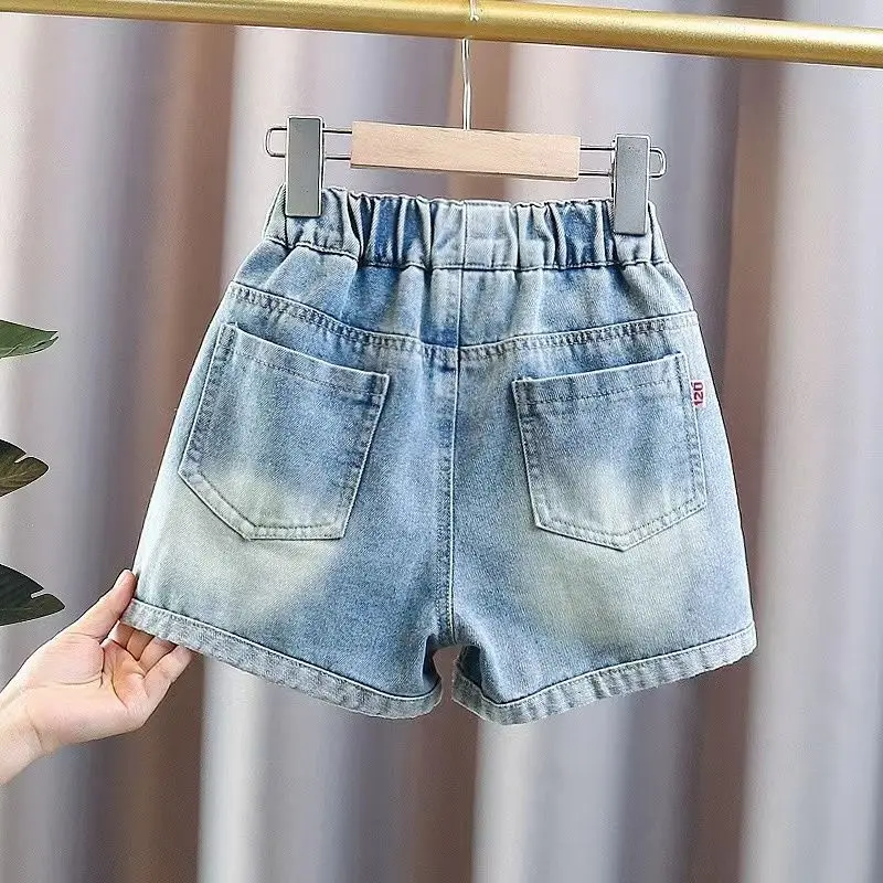 Stylish Teen Kids Girl y2k Denim Shorts with Stars for Tweens Child Harajuku Vintage Star Pattern Denim Shorts Summer Daily Wear