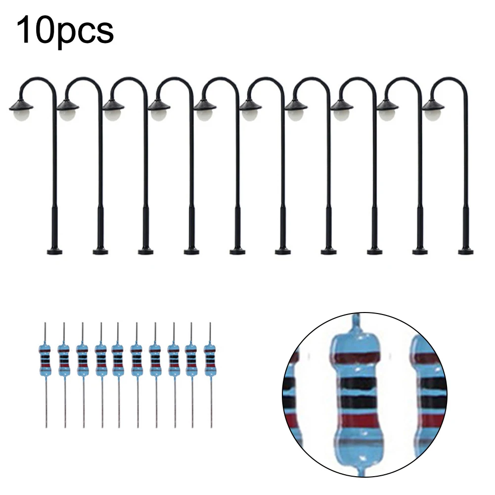 Luces Led de vía férrea, lámparas de farola de cabeza redonda, juguetes de diseño de tren, 1:160 lámparas N a escala 4,5 cm, 10 unidades