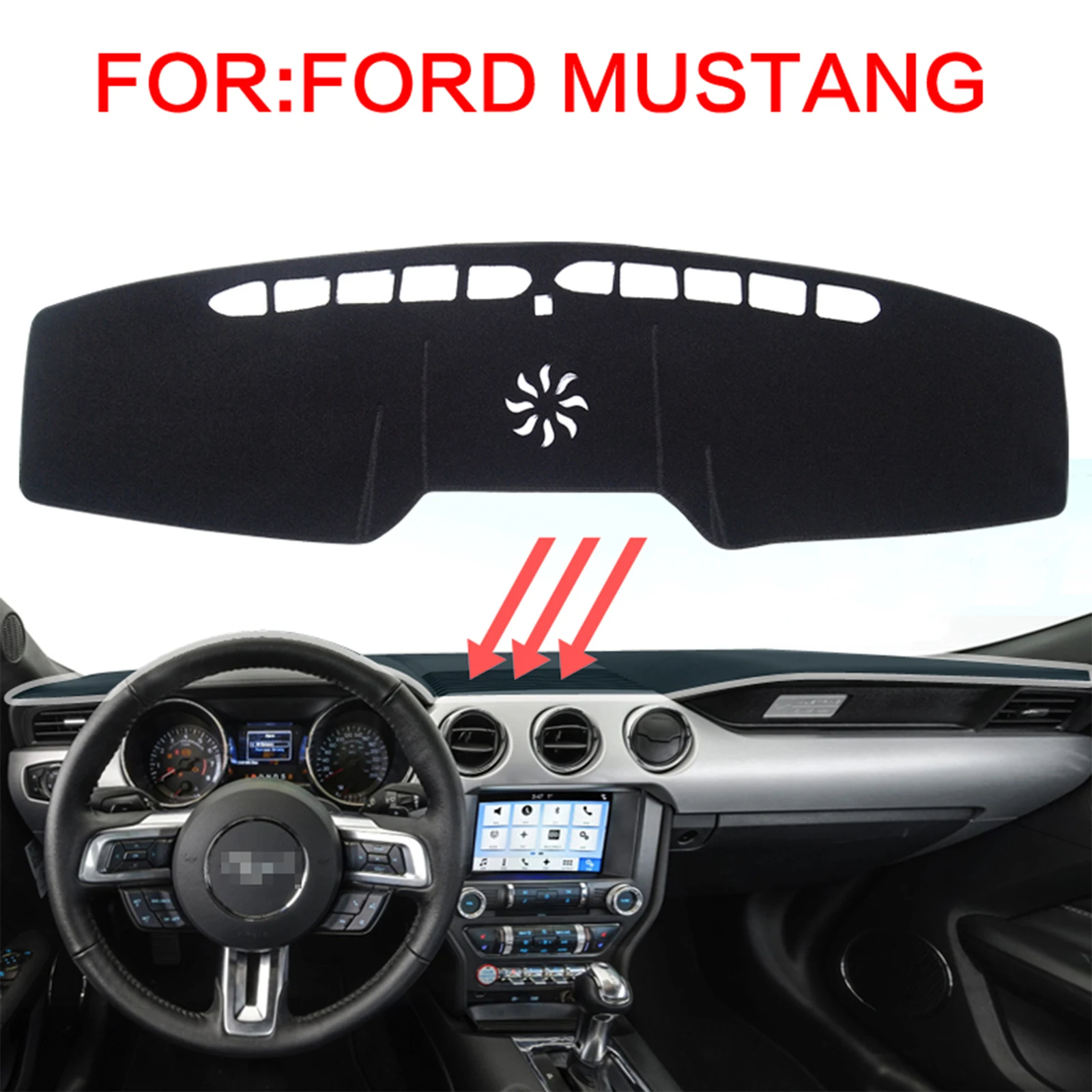 

for Ford Mustang 2015 2016 2017 2018 2019 2020 2021 2022 Car Dashboard Mat Dash Mat Dashmat Sunshade Protective Carpet