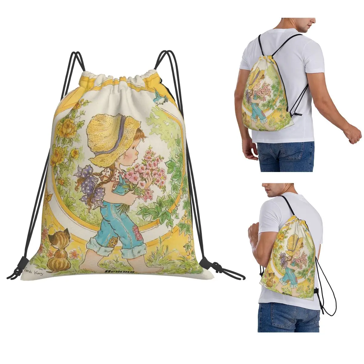 

Sarah Kay Girl Backpacks Multi-function Drawstring Bags Storage Bag Book Bags for Man Woman Students