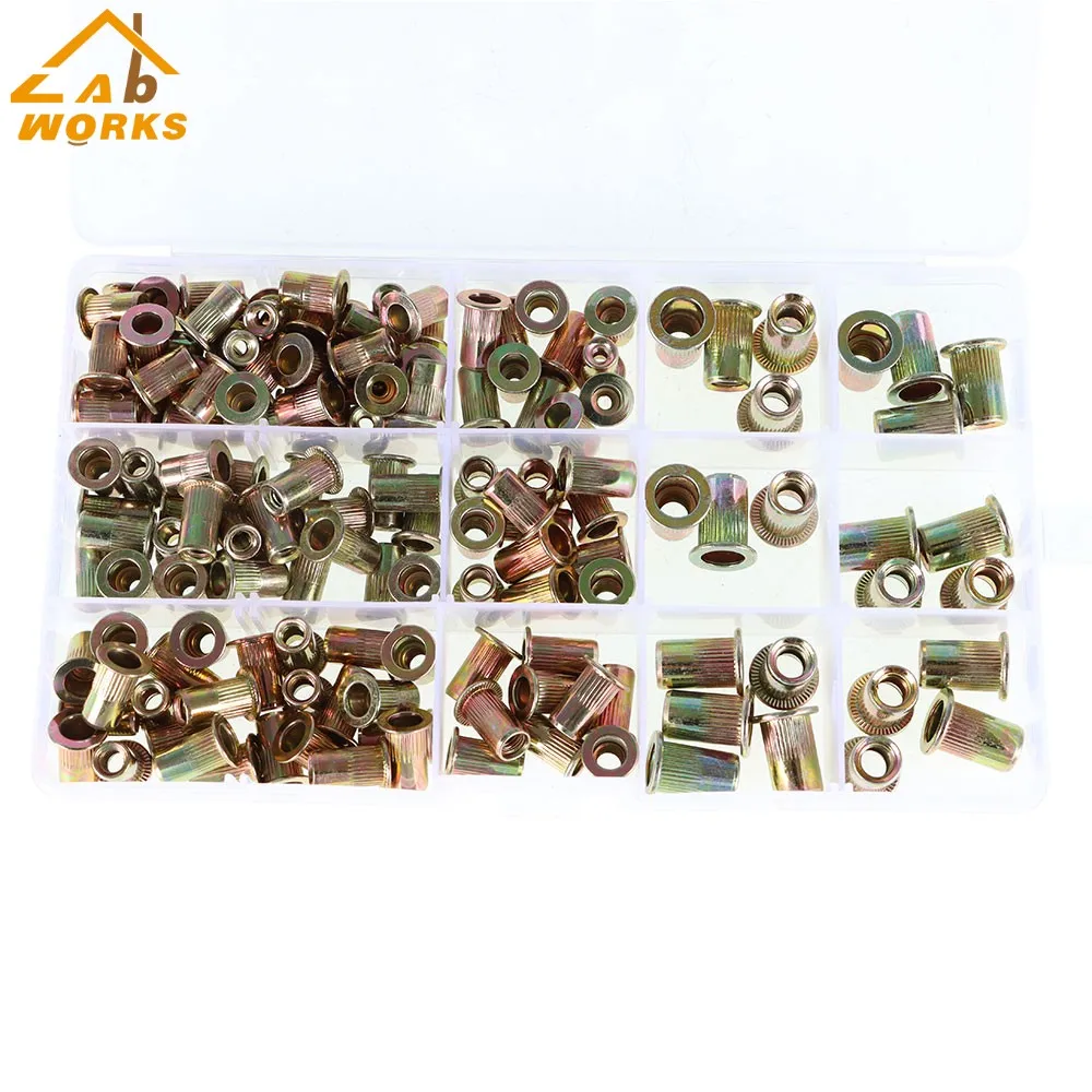 Labwork Rivet Nut Kit 150 Pack Nut 1/4-20 10-32 10-24 8-32 6-32 SAE Rivnut Set